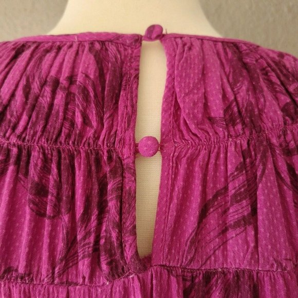 A New Day Magenta Floral Bohemian Style Long Sleeve Midi Dress Size L - Picture 6 of 9